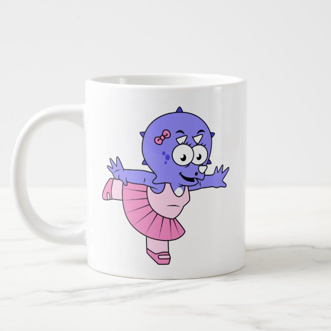 Illustration av en Triceratops Ballet Dancer. Jumbo Mugg (Vänster)