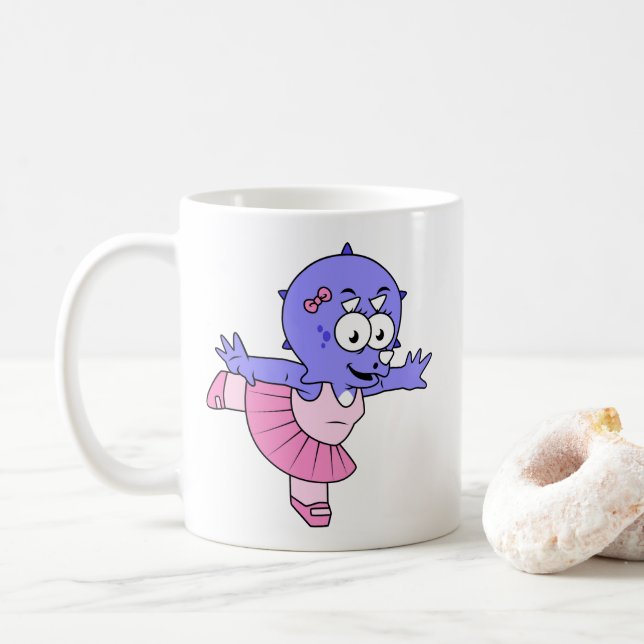 Illustration av en Triceratops Ballet Dancer. Kaffemugg (Med munk)