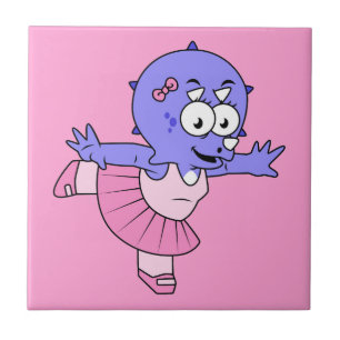 Illustration av en Triceratops Ballet Dancer. Kakelplatta