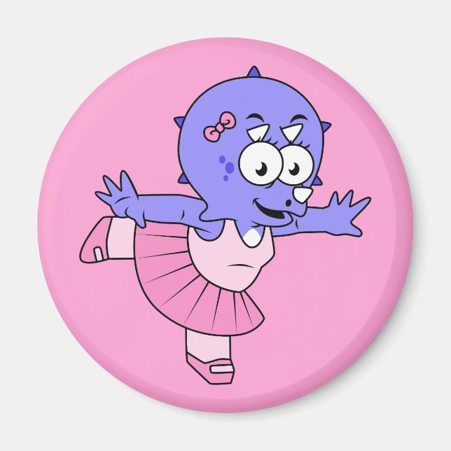 Illustration av en Triceratops Ballet Dancer. Magnet (Framsidan)