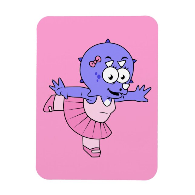 Illustration av en Triceratops Ballet Dancer. Magnet (Vertikal)
