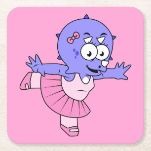 Illustration av en Triceratops Ballet Dancer. Underlägg Papper Kvadrat