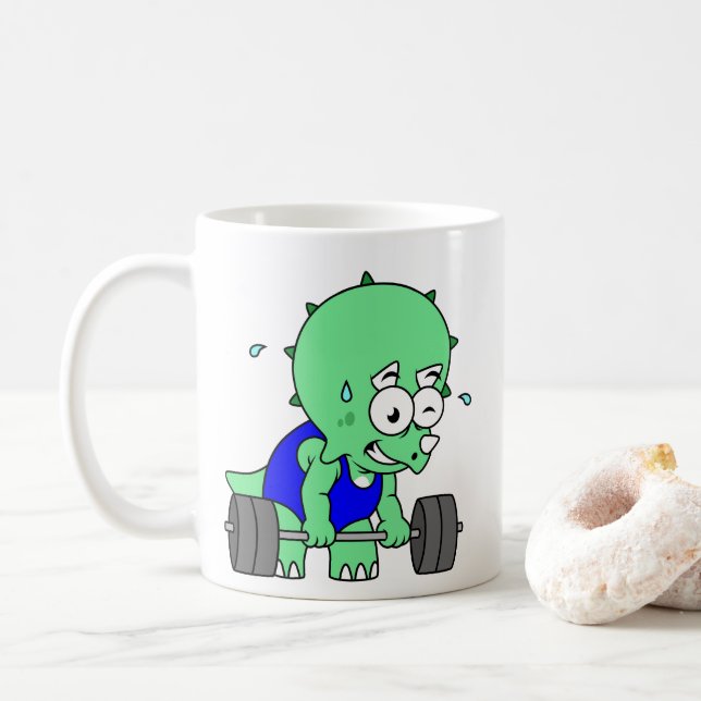 Illustration av en triceratops lyktvikt. kaffemugg (Med munk)