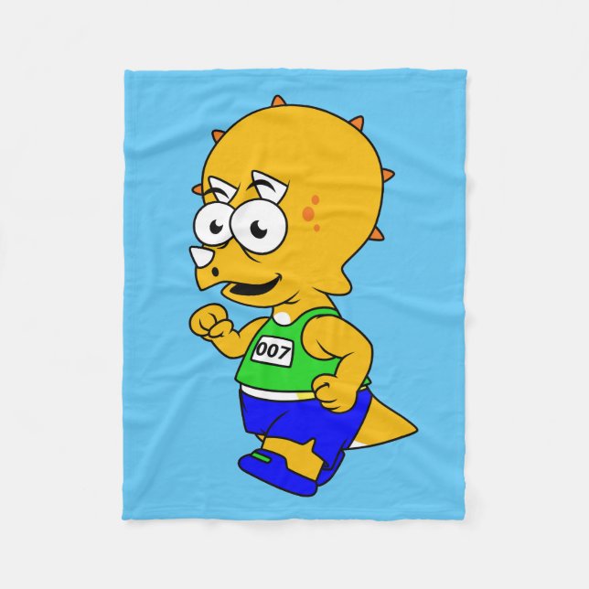 Illustration av en Triceratops-Springer. Fleecefilt (Framsidan)