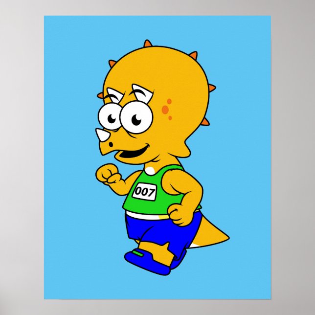 Illustration av en Triceratops-Springer. Poster (Framsidan)