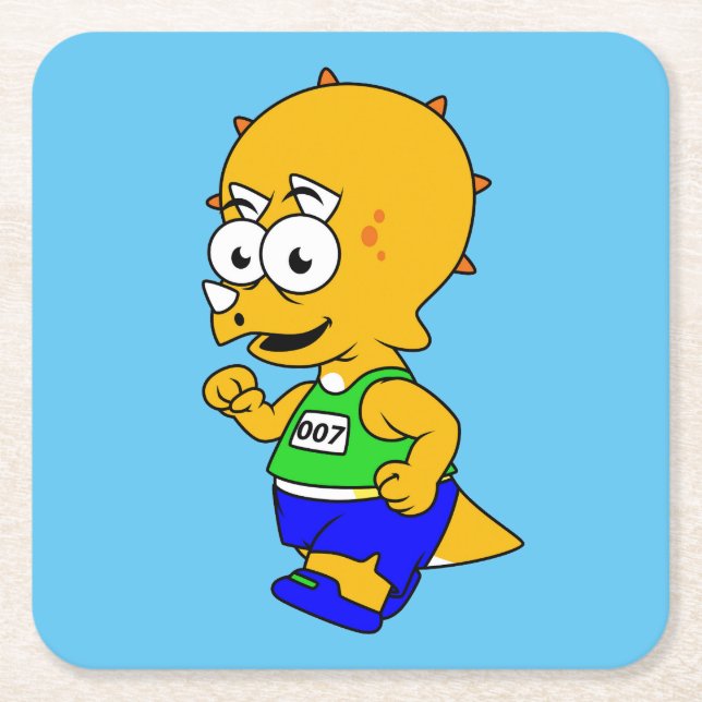 Illustration av en Triceratops-Springer. Underlägg Papper Kvadrat (Framsidan)