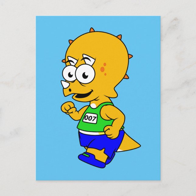 Illustration av en Triceratops-Springer. Vykort (Framsida)