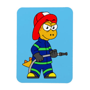 Illustration av en Tyrannosaurus Rex-brandman. Magnet