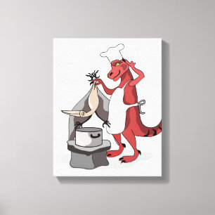 Illustration av en Tyrannosaurus Rex Chef-kokning. Canvastryck