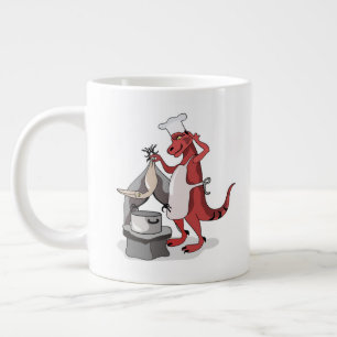Illustration av en Tyrannosaurus Rex Chef-kokning. Jumbo Mugg