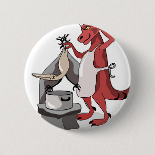 Illustration av en Tyrannosaurus Rex Chef-kokning. Knapp