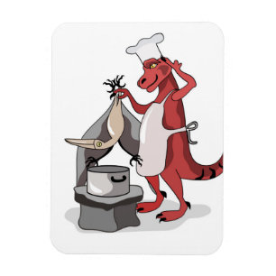 Illustration av en Tyrannosaurus Rex Chef-kokning. Magnet