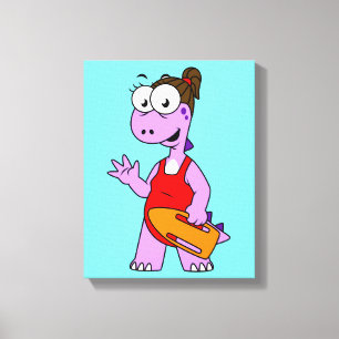 Illustration av en Tyrannosaurus Rex Lifeguard. Canvastryck