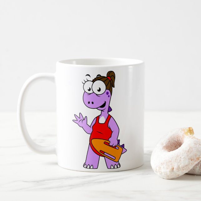 Illustration av en Tyrannosaurus Rex Lifeguard. Kaffemugg (Med munk)