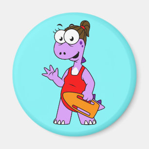 Illustration av en Tyrannosaurus Rex Lifeguard. Magnet