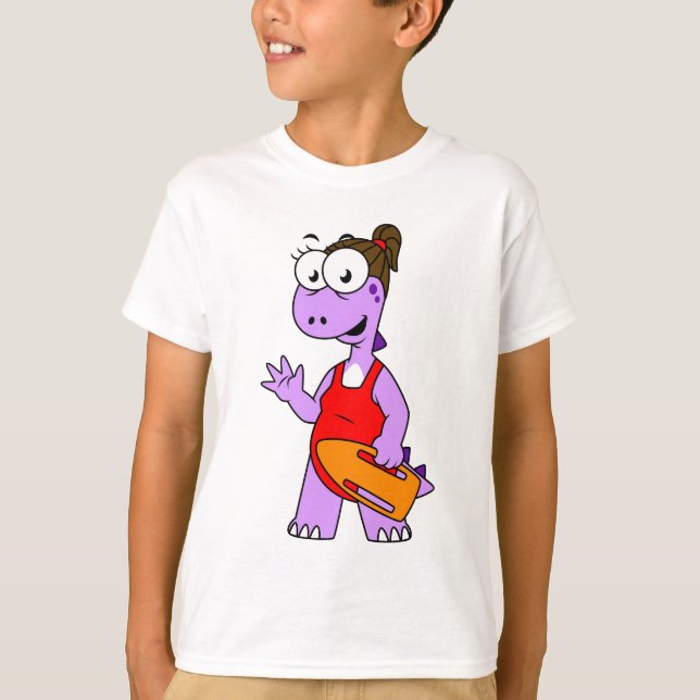 Illustration av en Tyrannosaurus Rex Lifeguard. T Shirt (Framsida)