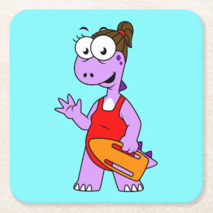 Illustration av en Tyrannosaurus Rex Lifeguard. Underlägg Papper Kvadrat