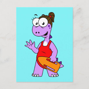 Illustration av en Tyrannosaurus Rex Lifeguard. Vykort