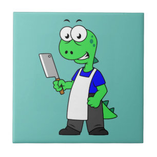 Illustration av en Tyrannosaurus Rex-slaktare. Kakelplatta