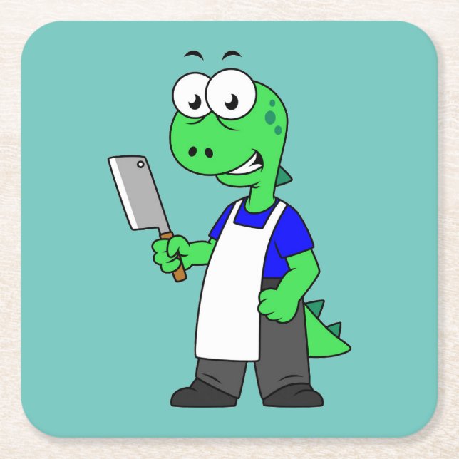 Illustration av en Tyrannosaurus Rex-slaktare. Underlägg Papper Kvadrat (Framsidan)