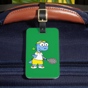 Illustration av en Tyrannosaurus Rex Tennis Player Bagagebricka