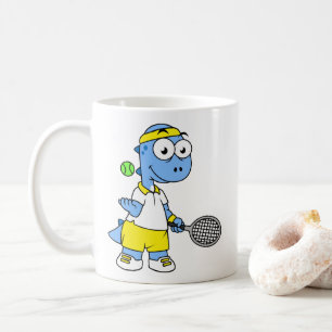 Illustration av en Tyrannosaurus Rex Tennis Player Kaffemugg