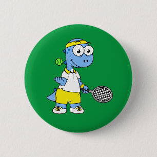 Illustration av en Tyrannosaurus Rex Tennis Player Knapp