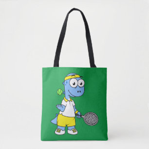 Illustration av en Tyrannosaurus Rex Tennis Player Tygkasse