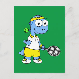 Illustration av en Tyrannosaurus Rex Tennis Player Vykort