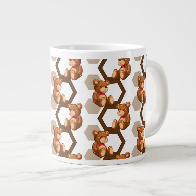 illustration av en uppsättning nallar på vitt jumbo mugg (Framsida höger)
