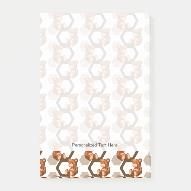 illustration av en uppsättning nallar på vitt post-it block (Framsida)