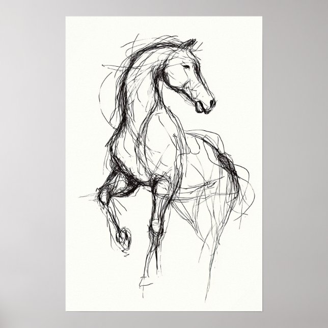 Illustration av Equestrian Art Modern Horse Sketch Poster (Framsidan)
