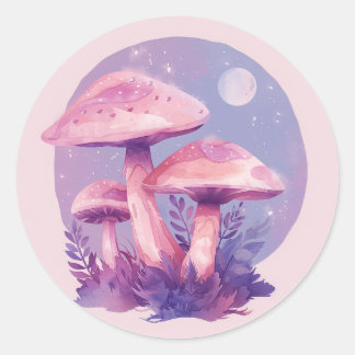Illustration av Etheral Cute Mushroom Runt Klistermärke