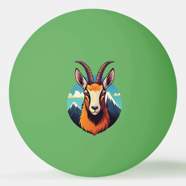 Illustration av ett gems huvud pingisboll (Framsidan)