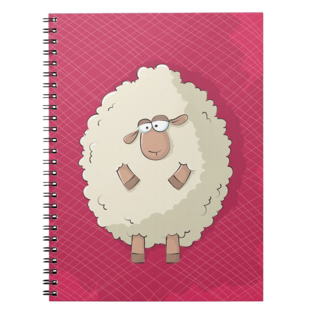 Illustration av ett gulligt och roligt jätte- får anteckningsbok med spiral (Framsidan)