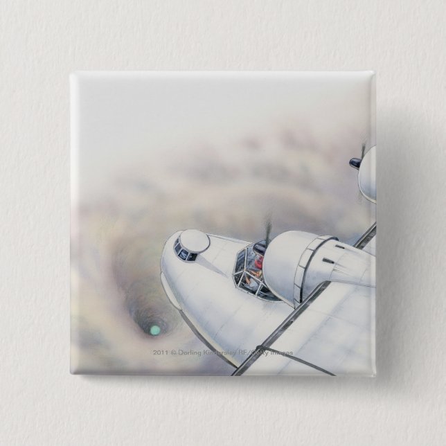 Illustration av ett plant flyg ovanför maskhål knapp (Framsida)