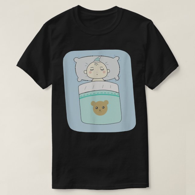illustration av ett sovande baby och en björn  t shirt (Design framsida)