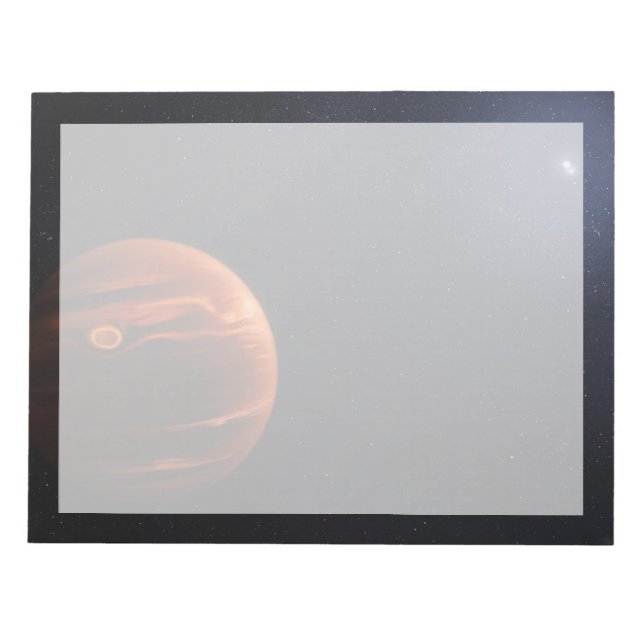 Illustration av exoplanet VHS 1256 B och dess stjä Anteckningsblock (Framsida)