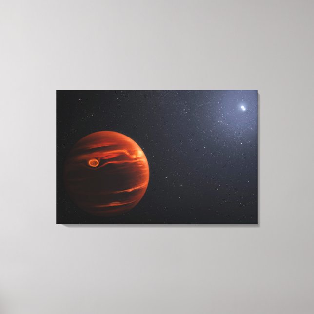 Illustration av exoplanet VHS 1256 B och dess stjä Canvastryck (Framsida)