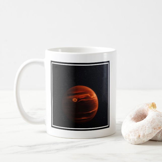 Illustration av exoplanet VHS 1256 B och dess stjä Kaffemugg (Med munk)