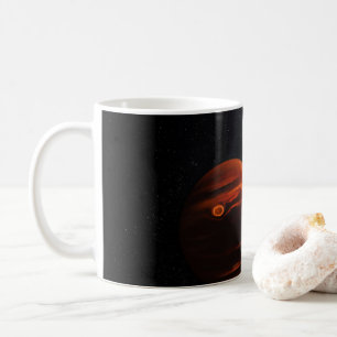 Illustration av exoplanet VHS 1256 B och dess stjä Kaffemugg