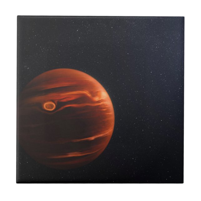 Illustration av exoplanet VHS 1256 B och dess stjä Kakelplatta (Framsidan)