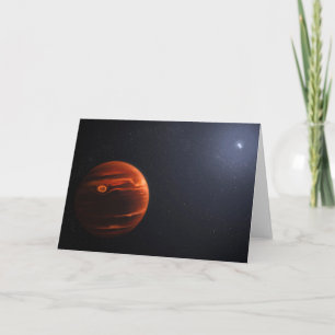 Illustration av exoplanet VHS 1256 B och dess stjä Kort
