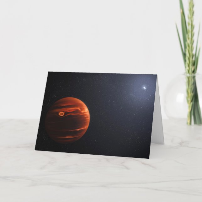 Illustration av exoplanet VHS 1256 B och dess stjä Kort (Framsida)