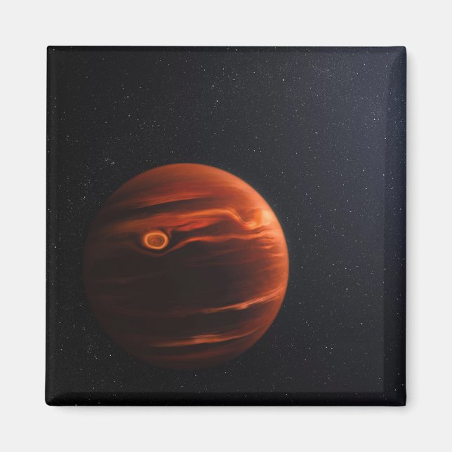 Illustration av exoplanet VHS 1256 B och dess stjä Magnet (Framsidan)