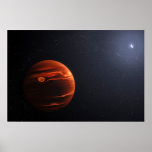 Illustration av exoplanet VHS 1256 B och dess stjä Poster