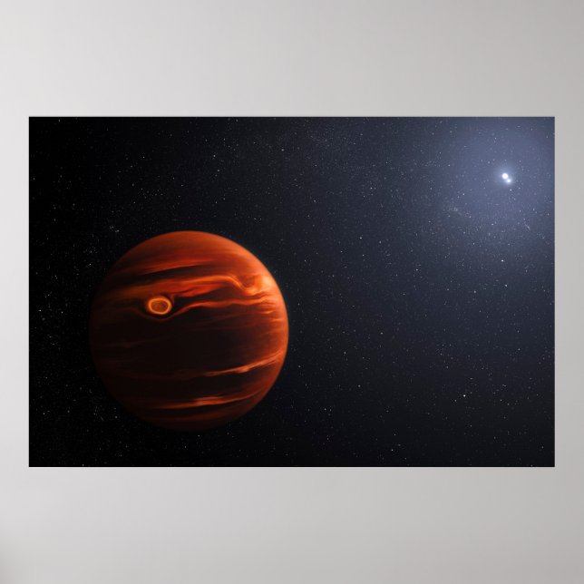 Illustration av exoplanet VHS 1256 B och dess stjä Poster (Framsidan)