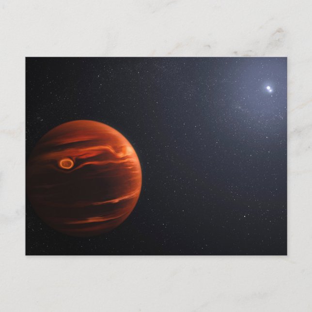 Illustration av exoplanet VHS 1256 B och dess stjä Vykort (Framsida)