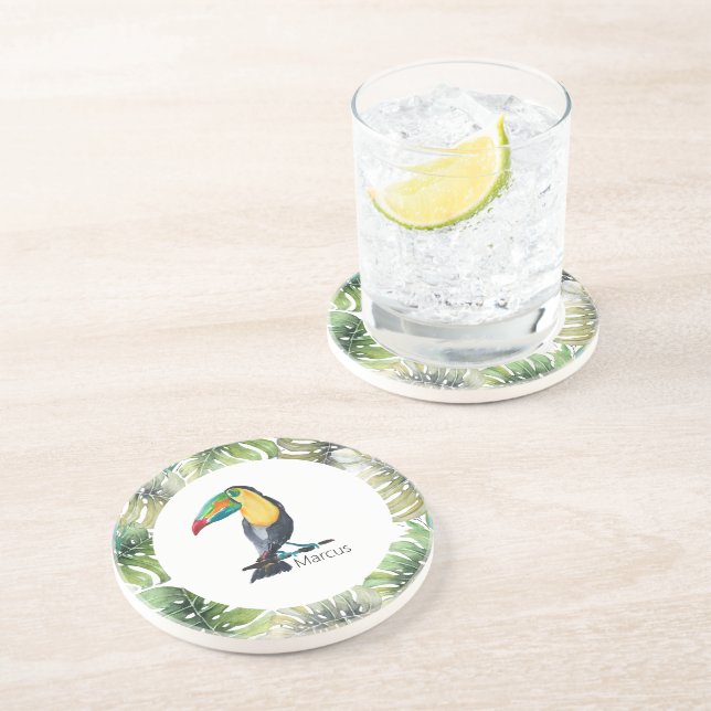 Illustration av exotisk vattenfärg för Toucan Exot Underlägg (Sidan)