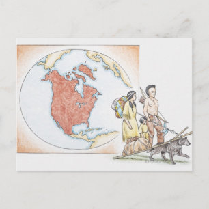 Illustration av familjen Indian framför oss Vykort